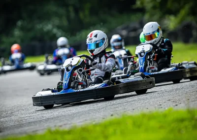 Ethan leading the pack in his kart during the Daniel Ricciardo Series