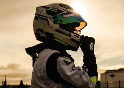 Shot of Ethan with visor up.